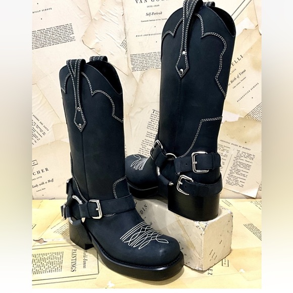 Free People Jeffrey Campbell x Understated Leather Motoboy Boot Black